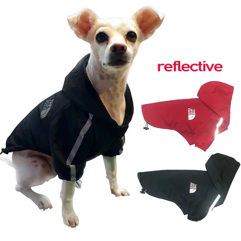 Autumn Winter Pet Dog Waterproof Coat Puppy Warm Cotton Jacket The Dog Face Hoodie Reflective Clothing For Dogs Cats Clothing