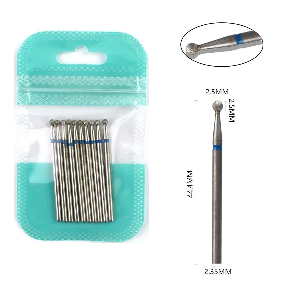 10pcs Diamond Milling Cutter Nail Drill Bits Set For Manicure Accessory Pedicure Eletric Machine Nail Bit Brush Burr Tools