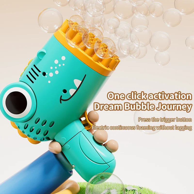 40 Holes Dinosaur Bubble Gun Handheld Fully Automatic Bubble Machine Without Battery And Bubble Water For Kids Gift