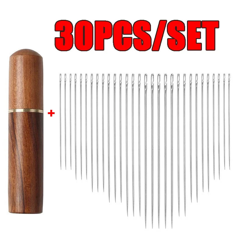 30pcs Blind Sewing Needle Elderly Stainless Steel Quick Automatic Self-Threading Needle Stitching Pins DIY Punch Needle Threader