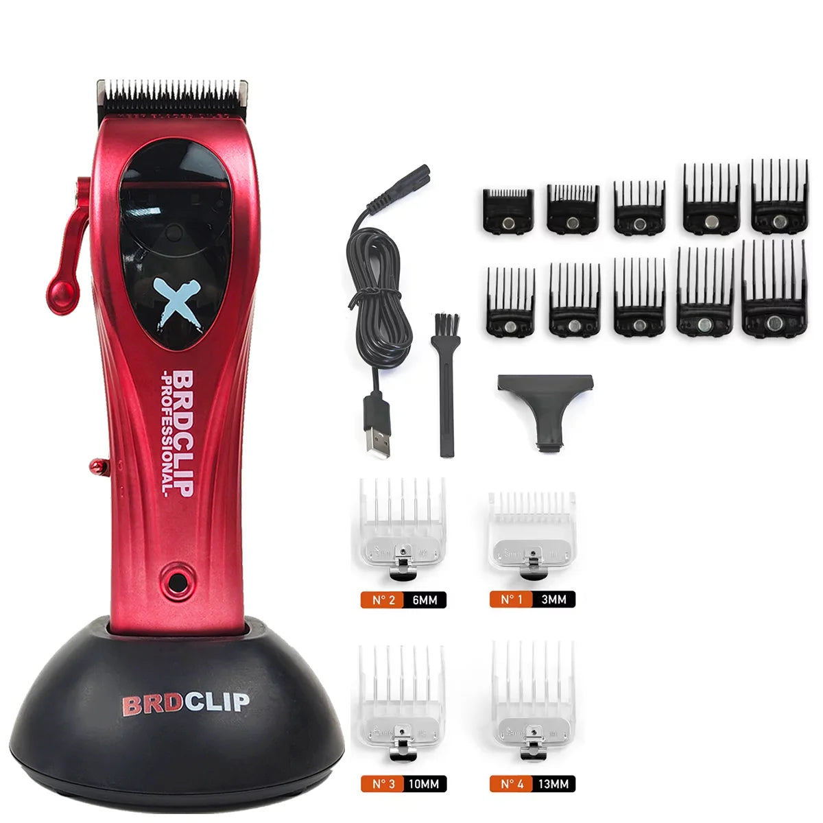 BRDCLIP X1C 9000RPM Magnetic Motor Hair Clipper Professional Barber Hair Cutting Machine Salon Trimmer for Men with Charge Base