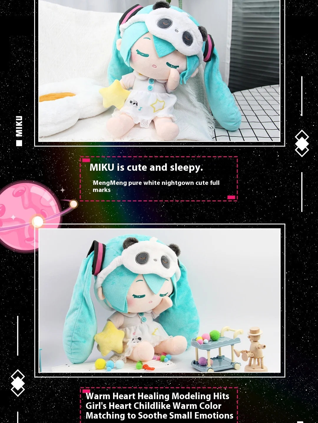 2024 New Genuine Vocaloid Hatsune Miku 2d Cute Sleep Doll panda Headphone Bag Kawaii Two-Dimensional Girls Birthday Gift