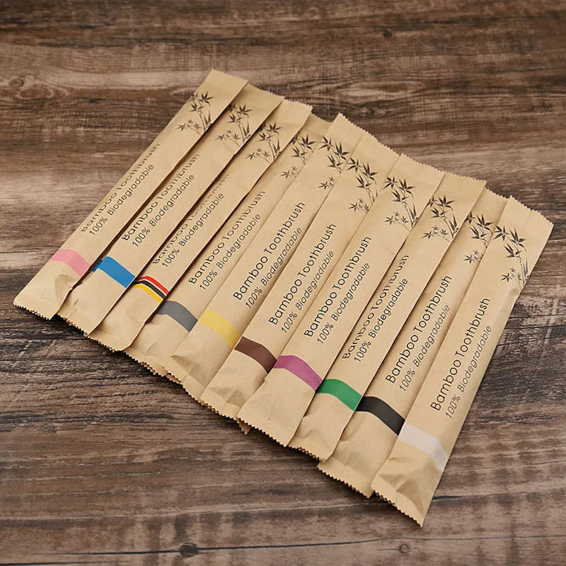 Bamboo Toothbrushes 8/12Pcs Eco Friendly Resuable Toothbrush Adult Wooden Soft Tooth Brush Cconvenient