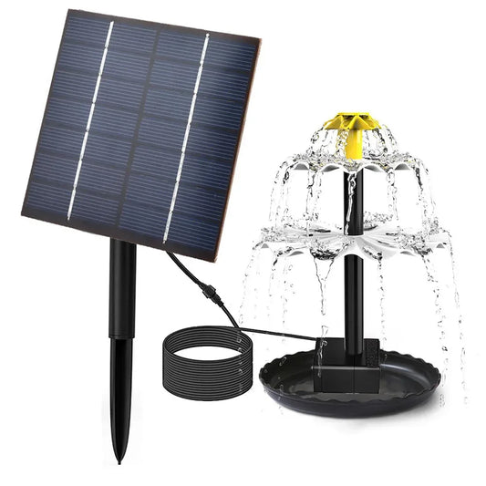 3-Tier Solar Bird Bath Fountain DIY Water Pump Solar Powered Waterfall Feature for Birdbath Garden Pond Pool Outdoor Decoration