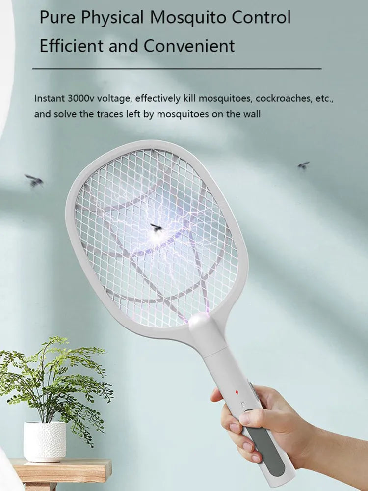 3 IN 1 Electric Mosquito Swatter Mosquito Killer 2500V USB Rechargeable Angle Not Adjustable Electric Bug Zapper Fly Bat Swatter