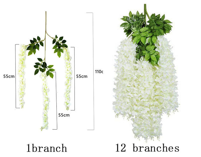 12pcs Artificial Wisteria Flowers String Hanging Garland Outdoor Wedding Garden Arch Decoration Home Party Decor Fake Flower