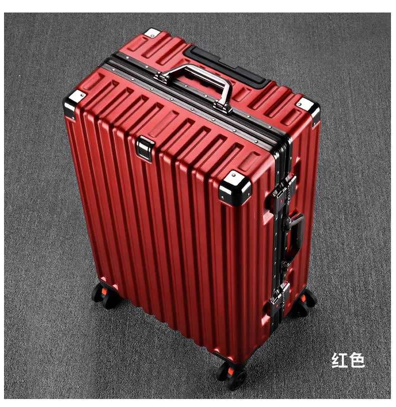 20inch 22inch 24inch 26inch Large Capacity Luggage Aluminum Frame Reinforced Anti-Collision Trolley Case Password Box Casual Suitcase Silent Wheel