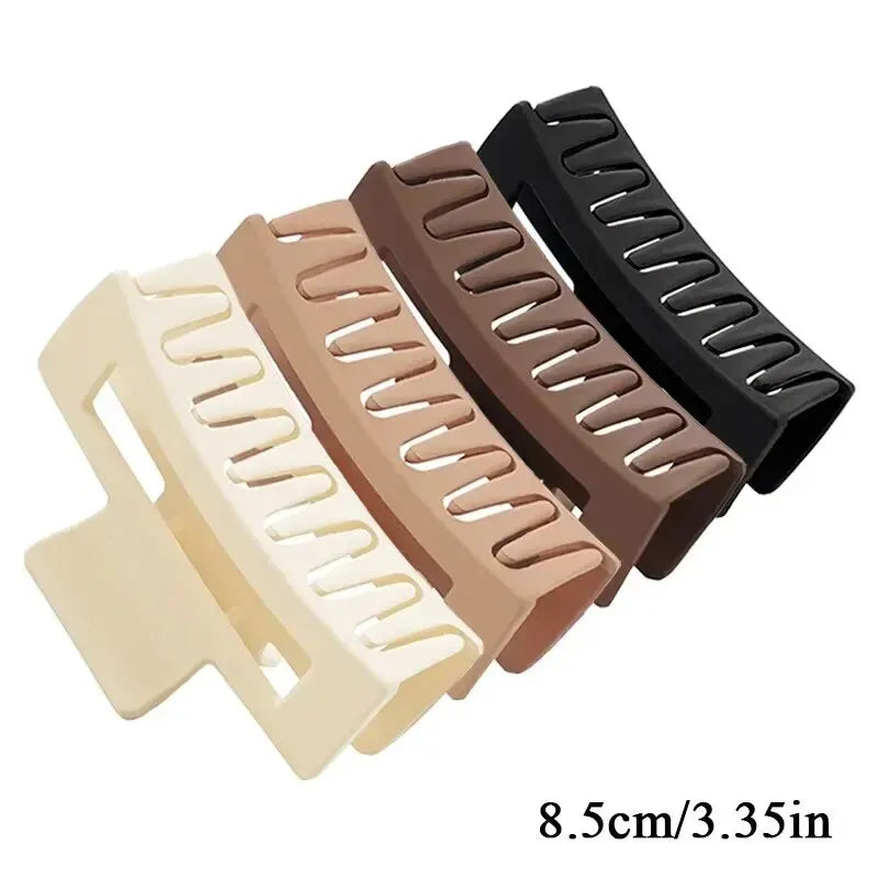 4pcs Hair Claw Simple Style Solid Color Hollow Shark Claw Back Head Hair Clip Large Hair Claw Hair Accessori