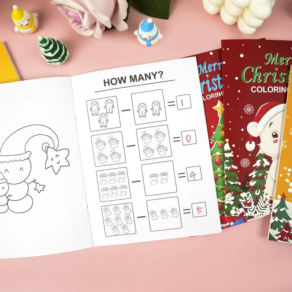 8PCS High Quality Christmas Theme Coloring Book Educational Montessori Gift Doodles Book Drawing Games Toys For Children