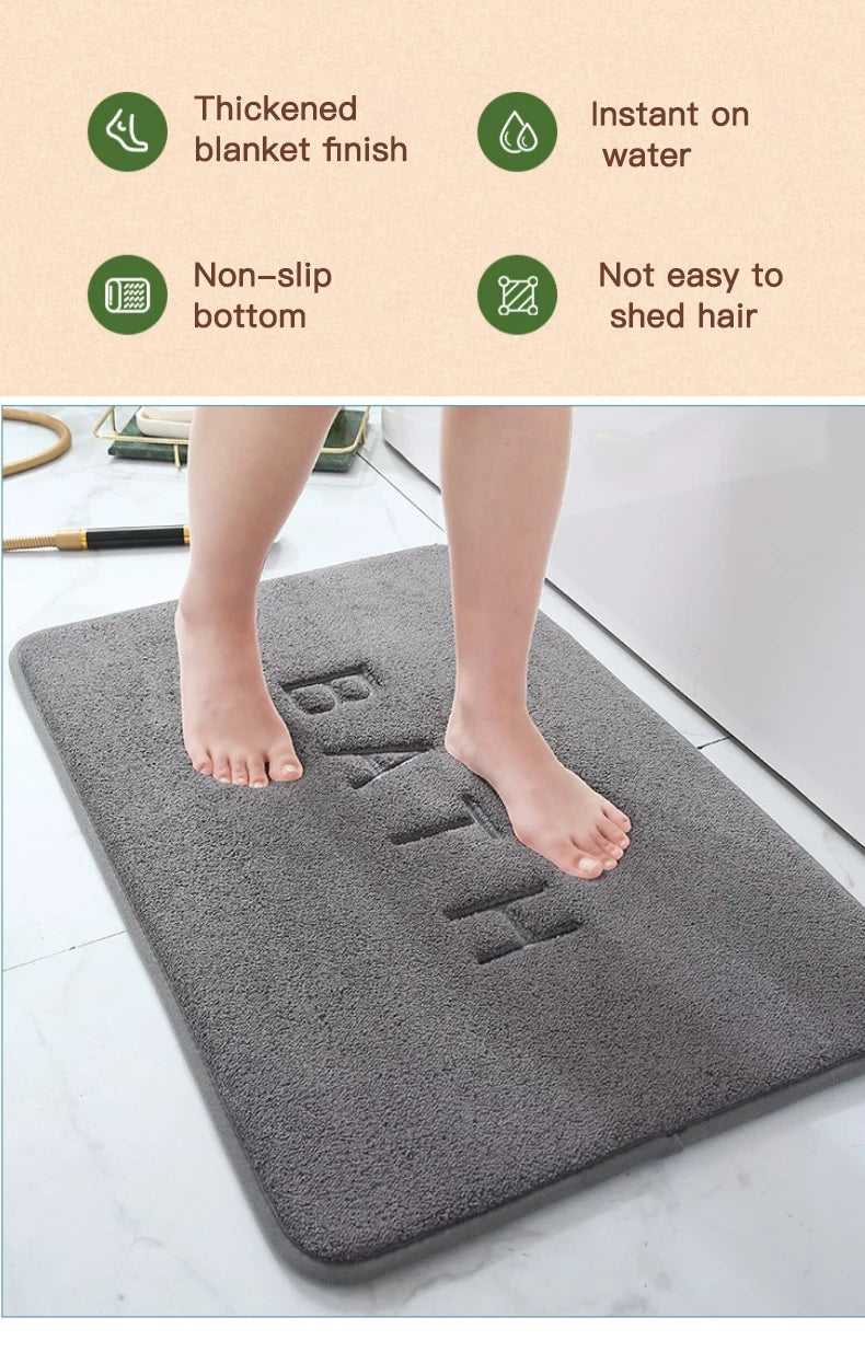 Anti Slip Mat Faux Cashmere Memory Foam Carpet Coral Fleece Super Absorbent Floor Mat Kitchen Living Room Bathroom