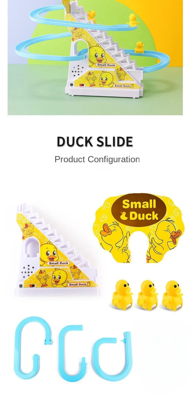 Audible and Visual Little Duck Climbing Stairs, CHILDREN'S Electric Track, Music Little Yellow Duck Sliding Slide