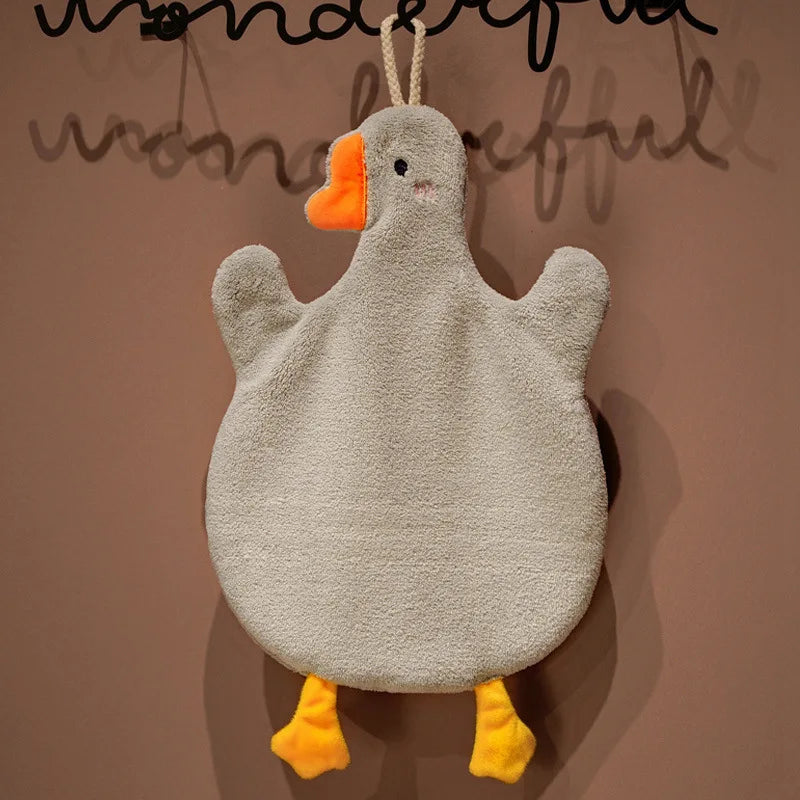 Cartoon Goose Hand Towel Kitchen Bathroom and Toilet Hand Towel Hanging Type with Super Water Absorption Quick Drying It Is Hard