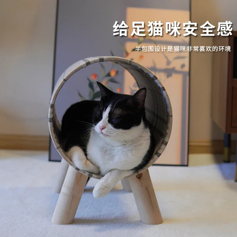 Cat shelter semi enclosed, all season universal cat bed, cat supplies, pet bed tunnel, kitten safety hammock