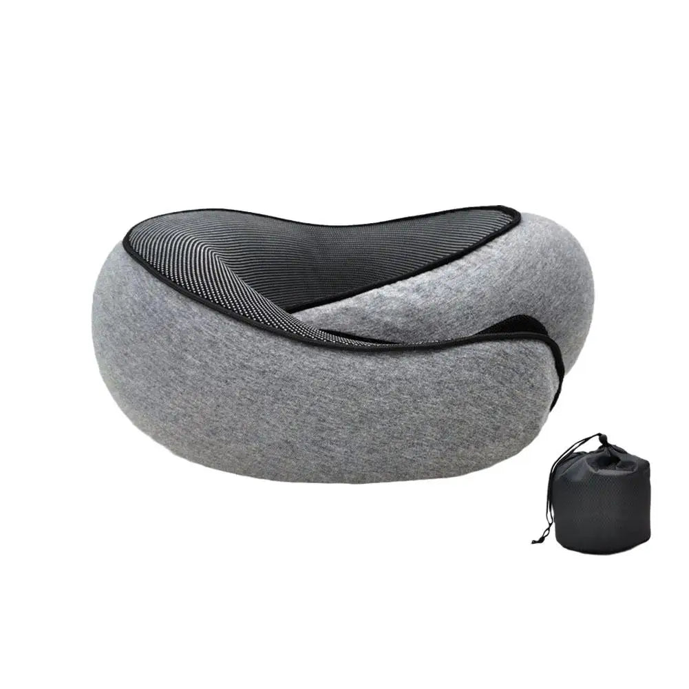 Adjustable U-Shaped Memory Foam Travel Neck Pillow for Car, Airplane, and Portable Headrest Support During Sleep