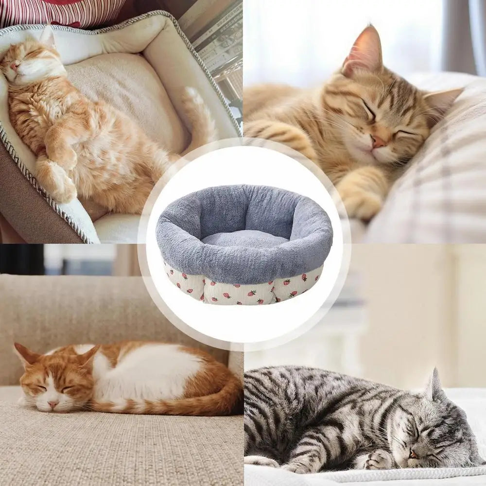 Cat Beds For Indoor Cats Donut Cuddler Pet Round Bed Machine Washable Calming Soft Cat Bed All Seasons Warm With Non-Slip Bottom