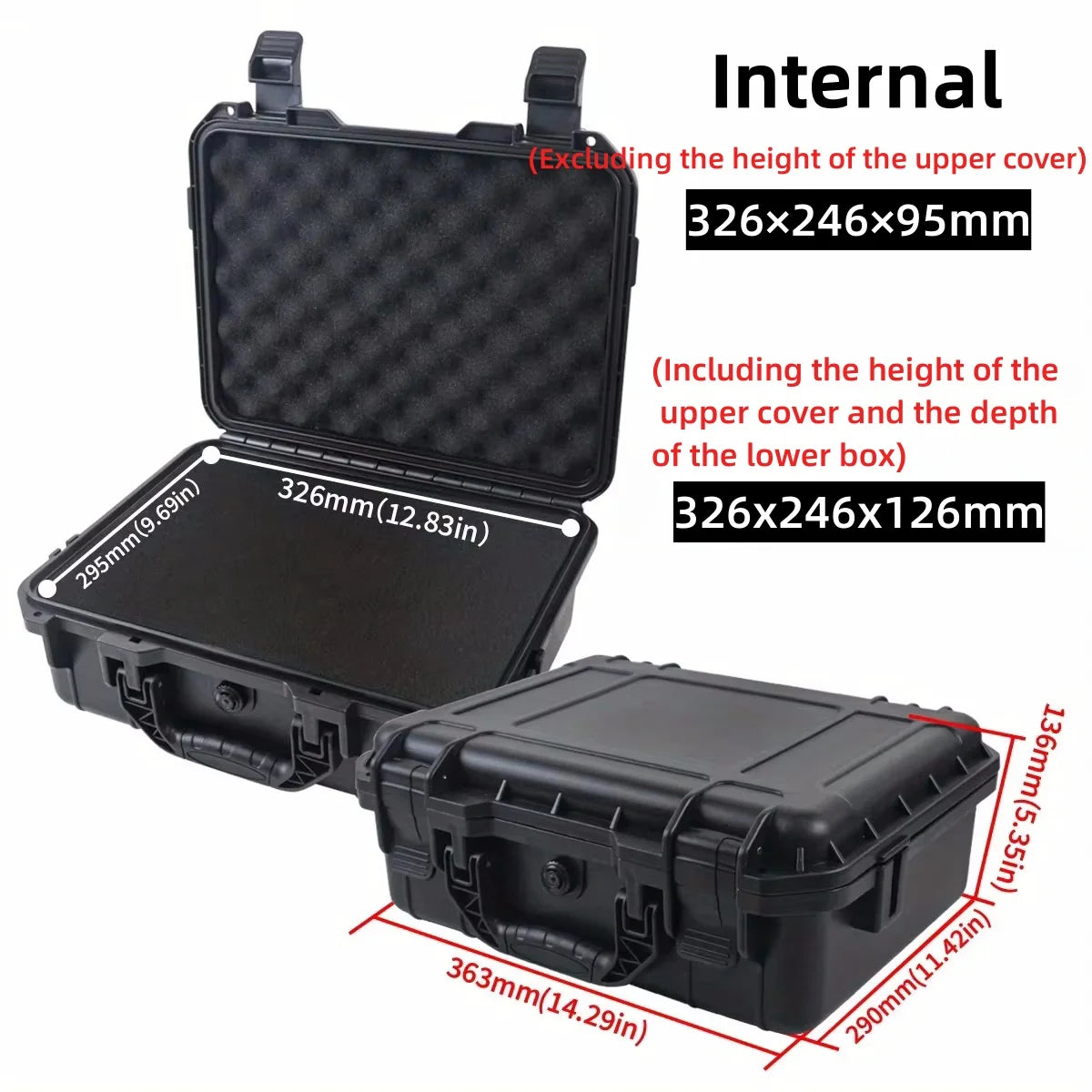 1pc Waterproof Hard Carry Case Bag Tool Case With Pre-cut Sponge Storage Box Safety Protector Organizer Hardware Toolbox