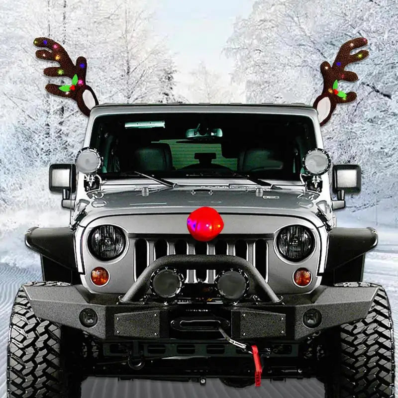 Christmas Car Decoration Accessories LED Lighted Up Reindeer Deer Antlers Car Costume Accessories For Trucks Cars Autos