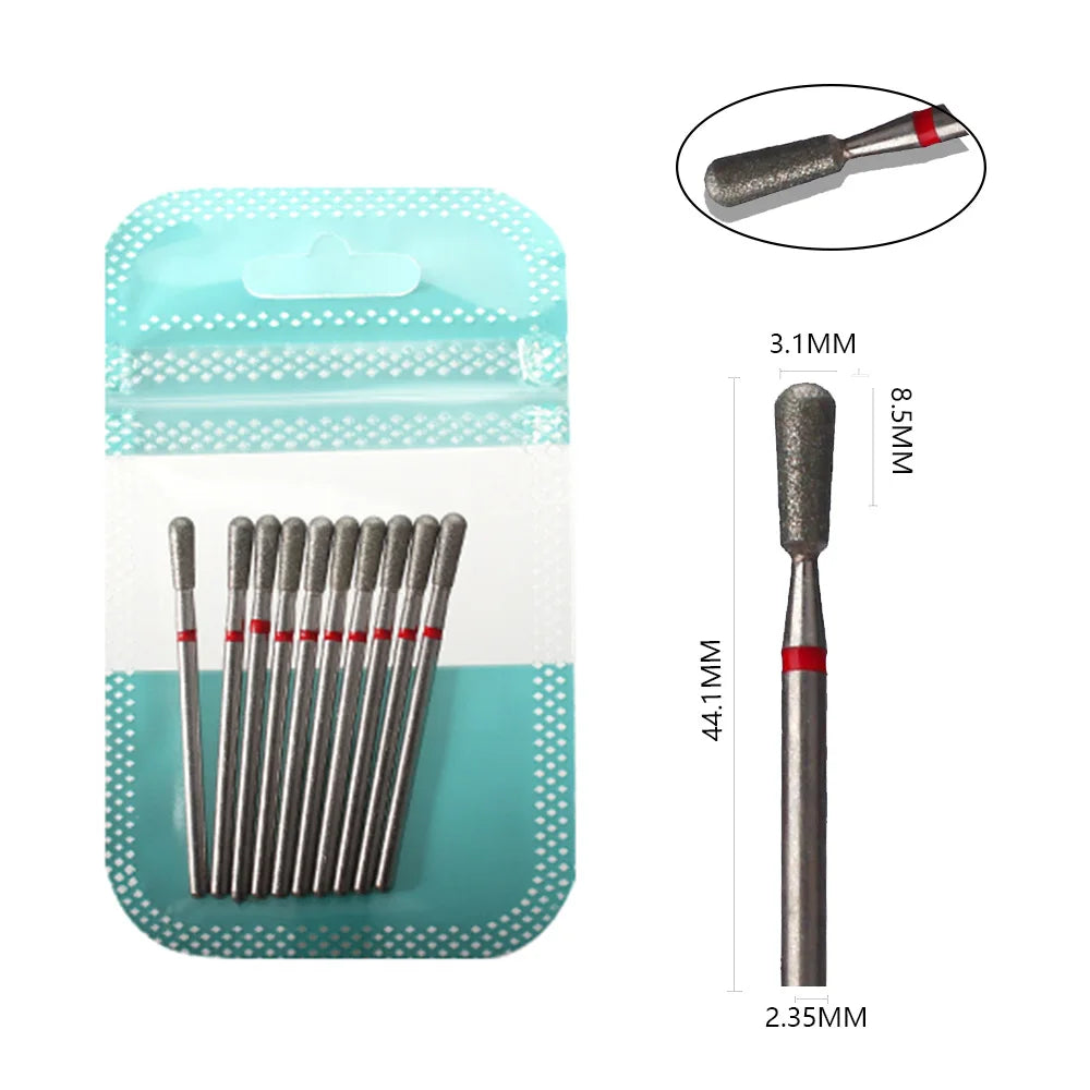 10pcs Diamond Milling Cutter Nail Drill Bits Set For Manicure Accessory Pedicure Eletric Machine Nail Bit Brush Burr Tools