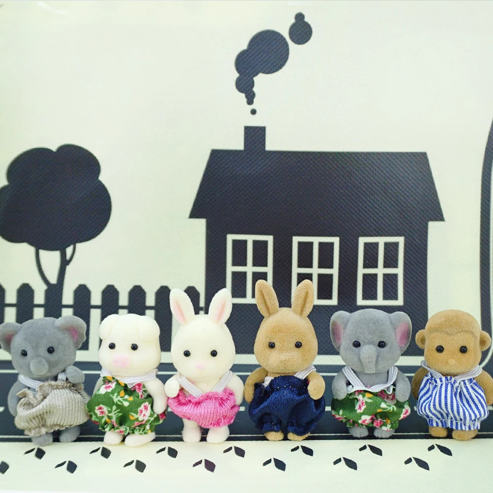 1:12 Simulation Forest Animal Family Rabbit Panda Koala Reindeer Baby Dollhouse Figures Collectible Toy Furniture Set Gifr