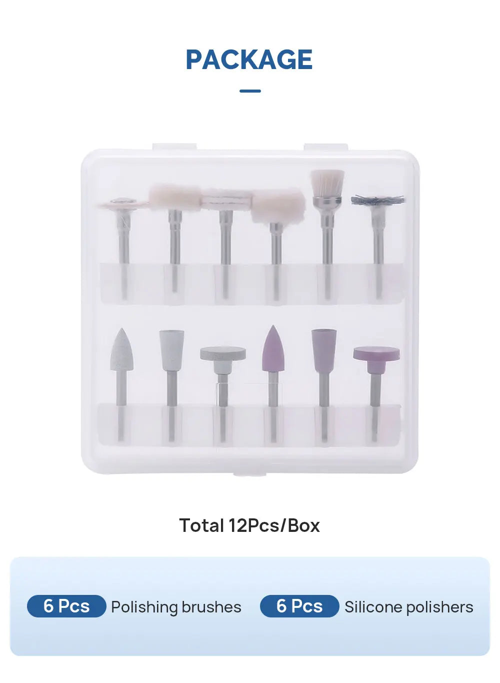 AZDENT 12PCS/Box Dental Composite Polishing Kit RA 2.35mm Polisher for Low Speed Hanpiece Porcelain Natural Teeth Nail Polishing