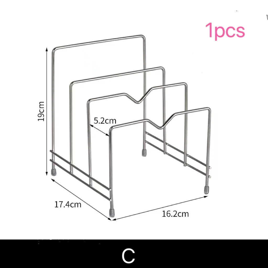 1pcs Kitchen Stainless Steel Chopping Board Rack Drain Rack Pot Lid Storage Rack Kitchen Multifunctional Storage Rack