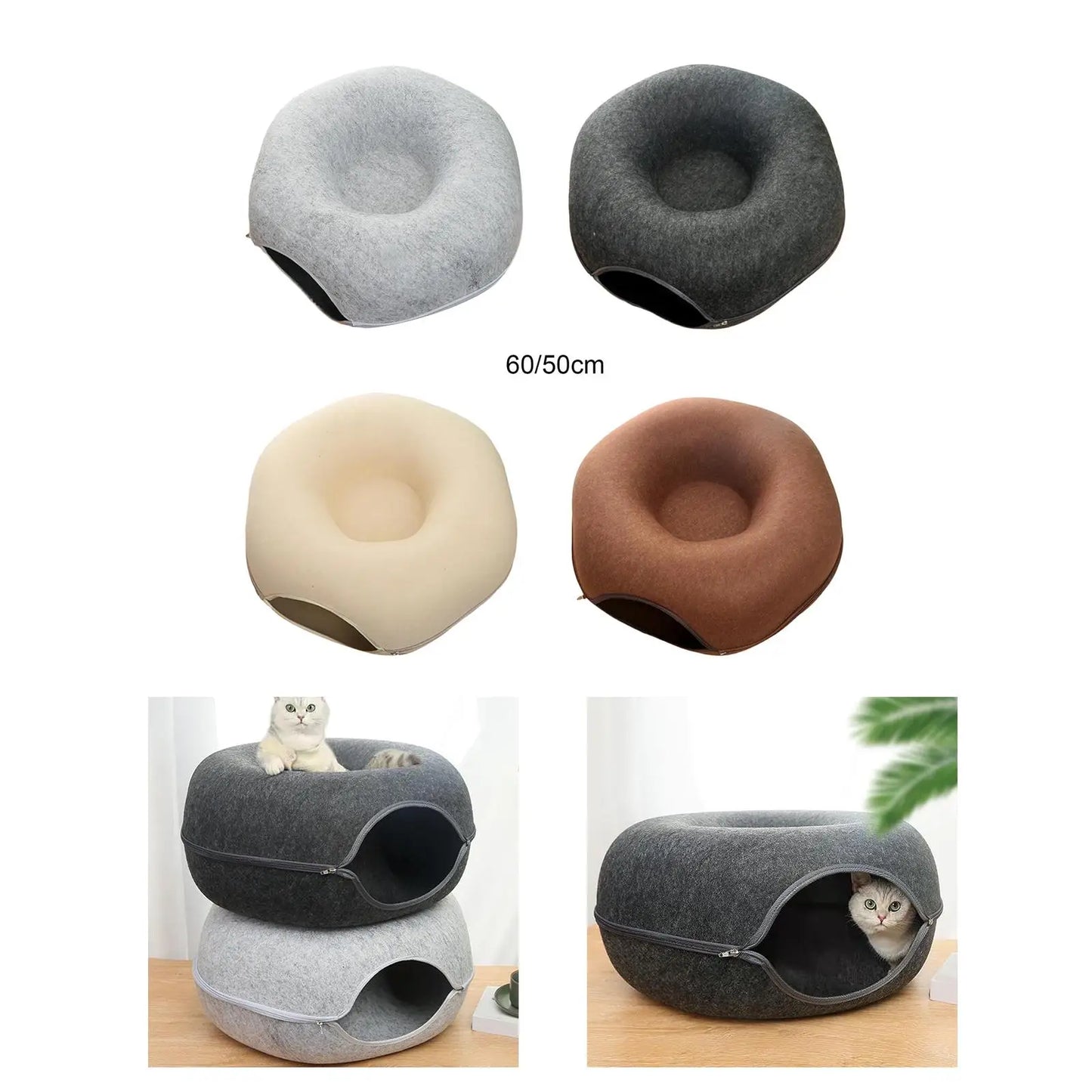 Cat Tunnel Bed Cat House Semi Enclosed Scratch Resistant Toys Pet Accessories Detachable Hideout Indoor Cats Cat Donut Tunnel