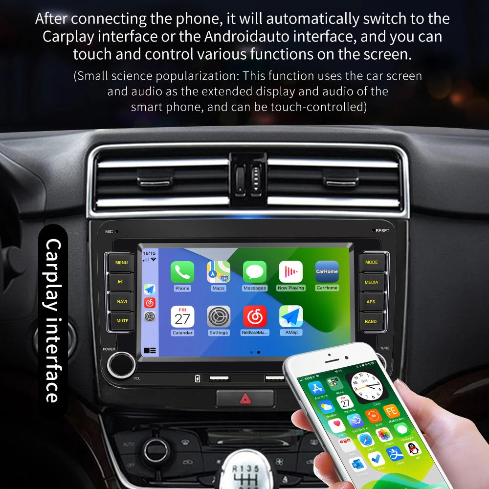 2 Din Car Radio Android11 Car Multimedia Player GPS WiFi Carplay For Volkswagen Skoda Octavia golf 5 6 touran passat polo Jetta