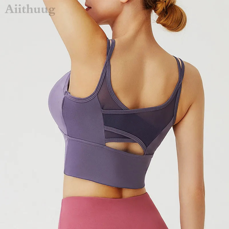 Aiithuug Yoga Bras Fitness Shirts Running Tops Sports Bras Gym Workout Crop Top Yoga Crop Tops Fitness Tank Top Running Bra