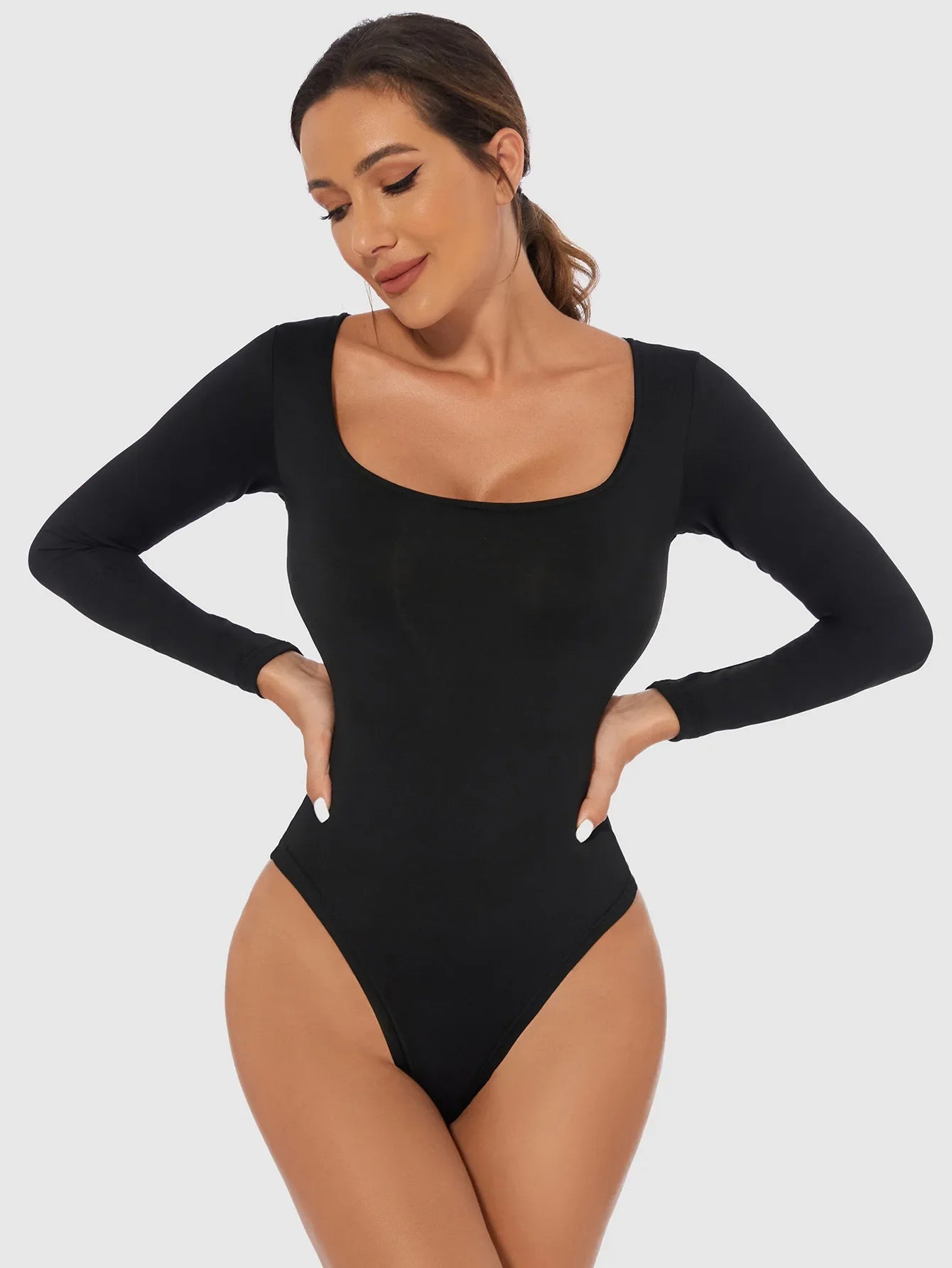 2025 Spring Female Underwear One-Piece Bodysuit Long Sleeve Seamless Waist Trainer Body Shaper Sheath Flat Belly Shapewear Woman