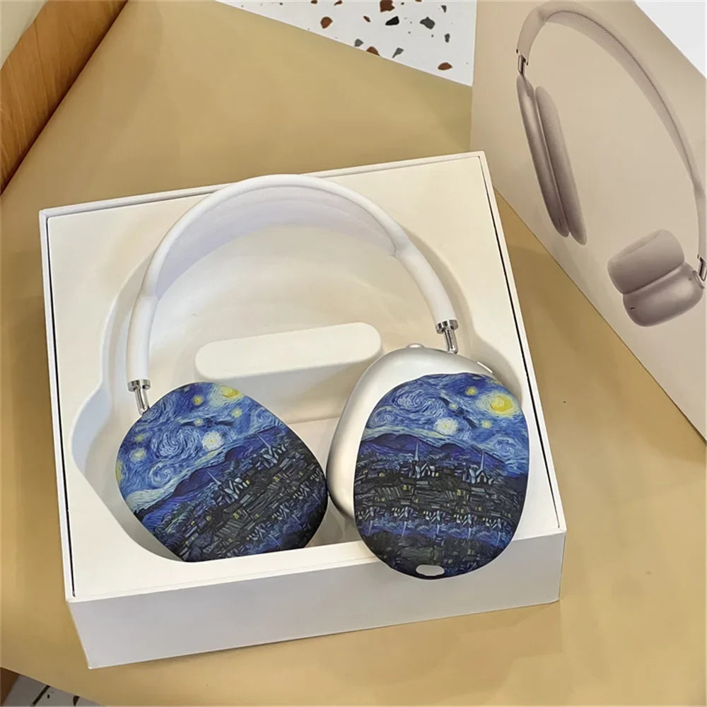 Art Painting Case for Apple Airpods Max For Headphone Airpods Max Protect Anti fall Case Wave The Starry Night Design Fashion