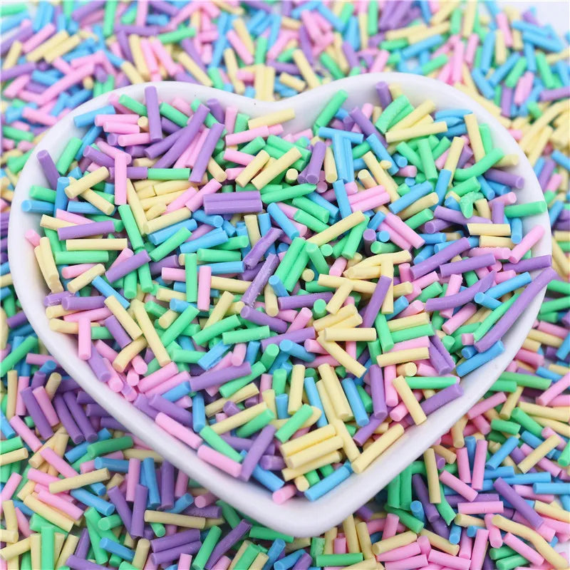 Candy Polymer Clay Slices 1mm Thin Sprinkles Long Cylindrical Hot Clay for Slime Supplies DIY Crafts Tiny Plastic Klei Accessory