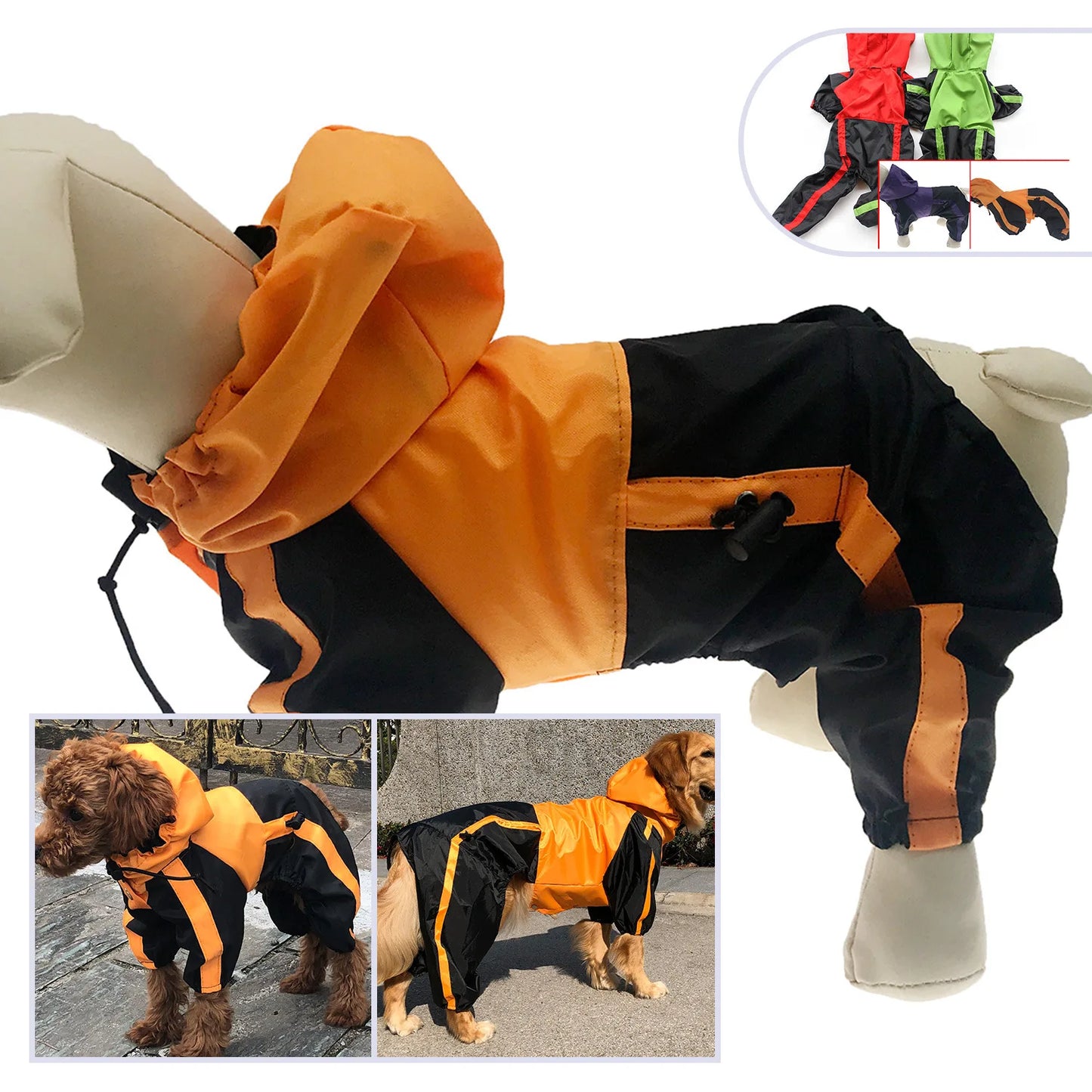 Big Dog Hooded Raincoat Puppy Raincoat Medium Large Dog Jacket Bull Terrier Staffordshire/Greyhound