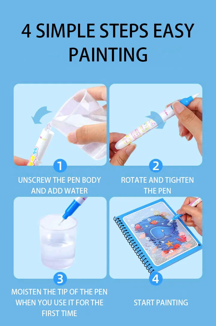 1Pc Reusable Magic Water Book Kids Gift Color Drawing Montessori DIY Kindergarten Graffiti Painting School Stationery Supplies