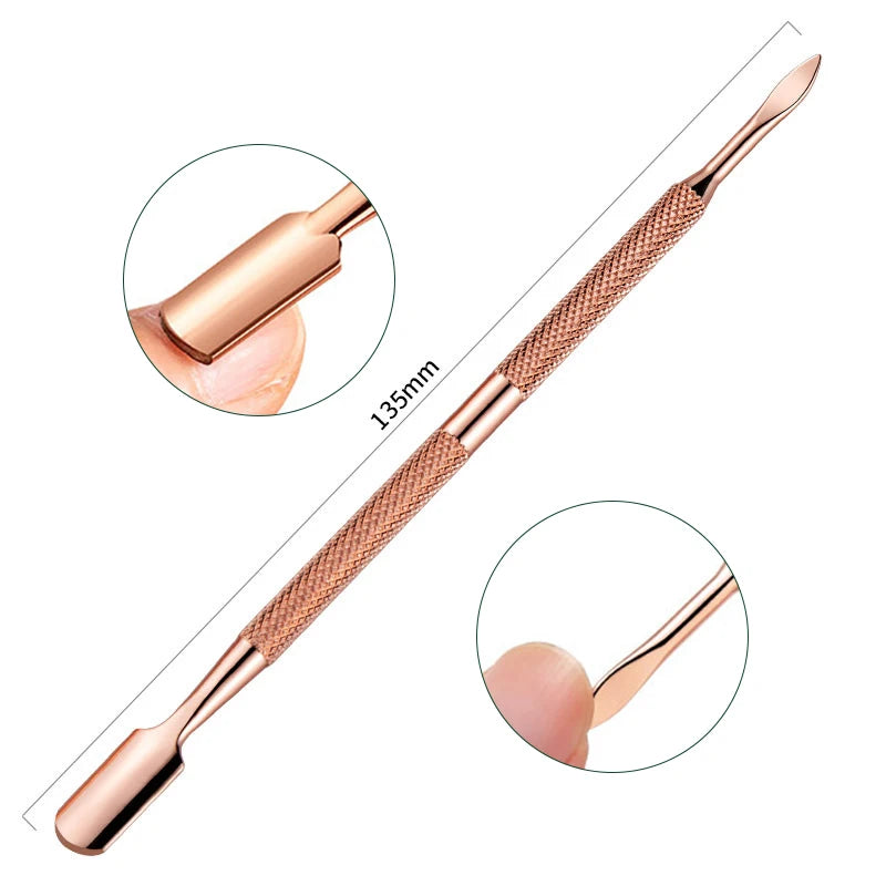 1pcs Double-ended Stainless Steel Cuticle Pusher Dead Skin Push Remover For Pedicure Manicure Nail Art Cleaner Care Tool