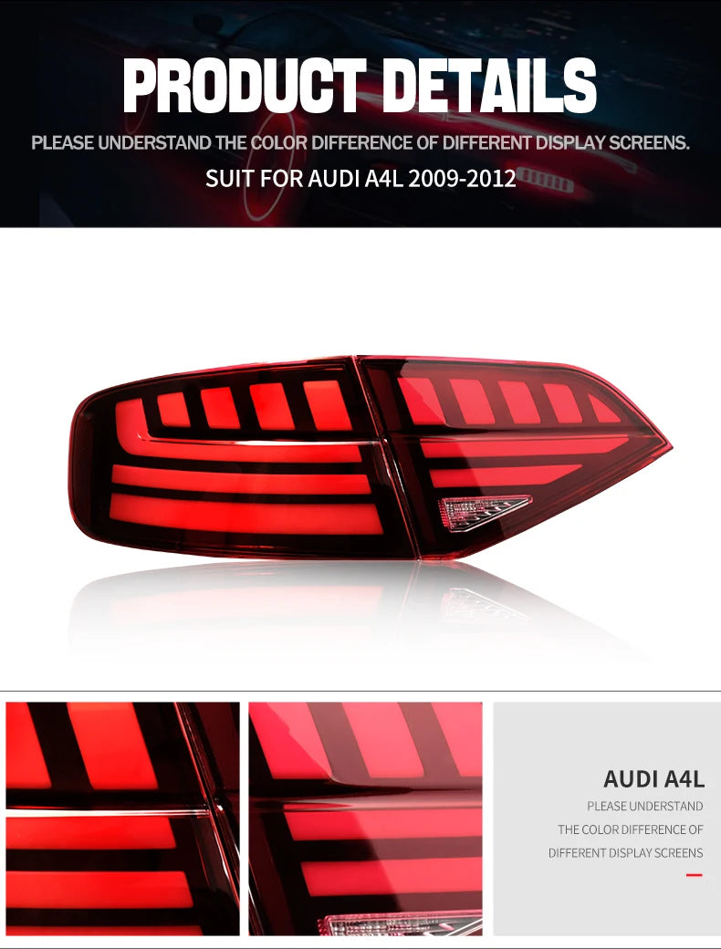 Car Tail Lights For Audi A4l 2009 2010 2011 2012 Taillight Assembly B8 Upgrade B9 New Style Led Moving Turning Rear Lights