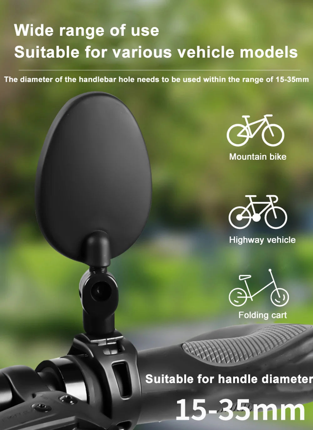 1pcs Bike Rearview Mirror 360° Adjustable Rotatable Handlebar Convex Mirror Safe Wide Angle For Bicycle Cycling Outdoor Sports