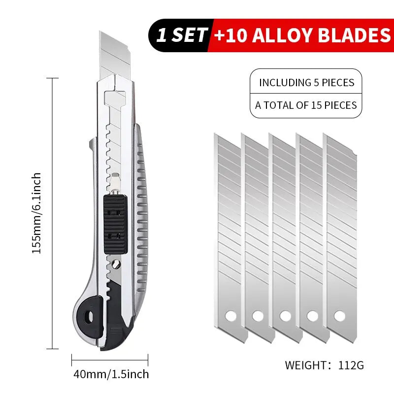 Art Knife Heavy Duty All Steel Thickened Large All Stainless Steel Wallpaper Knife Industrial Grade Durable Tool Holder