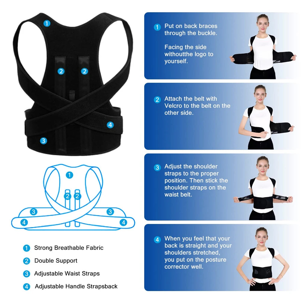 1PC Back Brace Posture Corrector for Women & Men,Back Straightener,Scoliosis and Hunchback Correction,Adjustable Posture Trainer