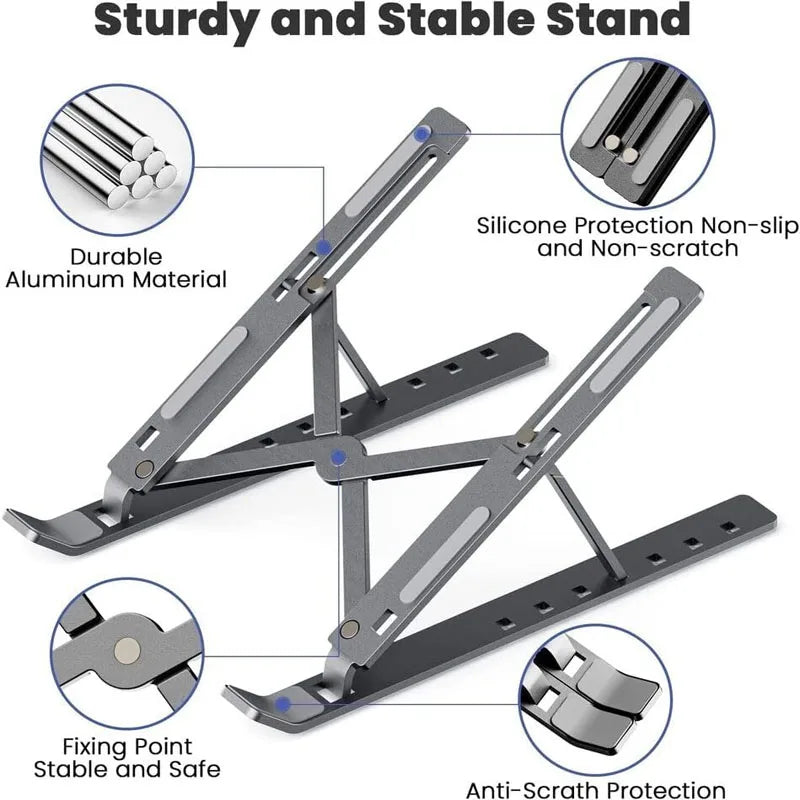 18" Laptop Stand Aluminum Alloy Cooling Stand Portable Folding Lifting Display Bracket Simple and Practical Laptop Stand Support