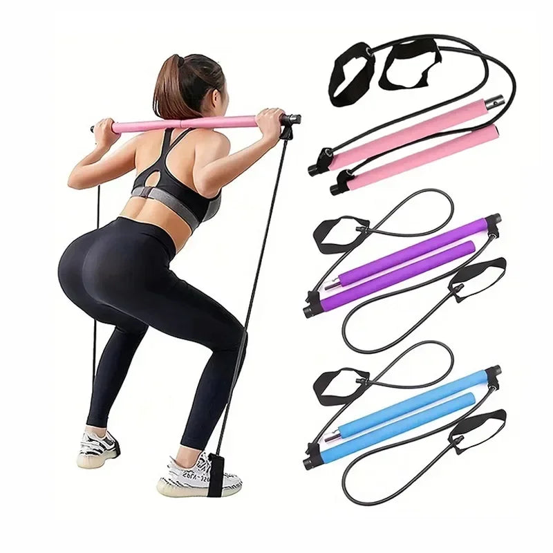 1-2pcs Pilates Bar Kit with Resistance Bands,3-Section Pilates Bar with Stackable Bands Workout Equipment for Legs,Hip,Waist,Arm