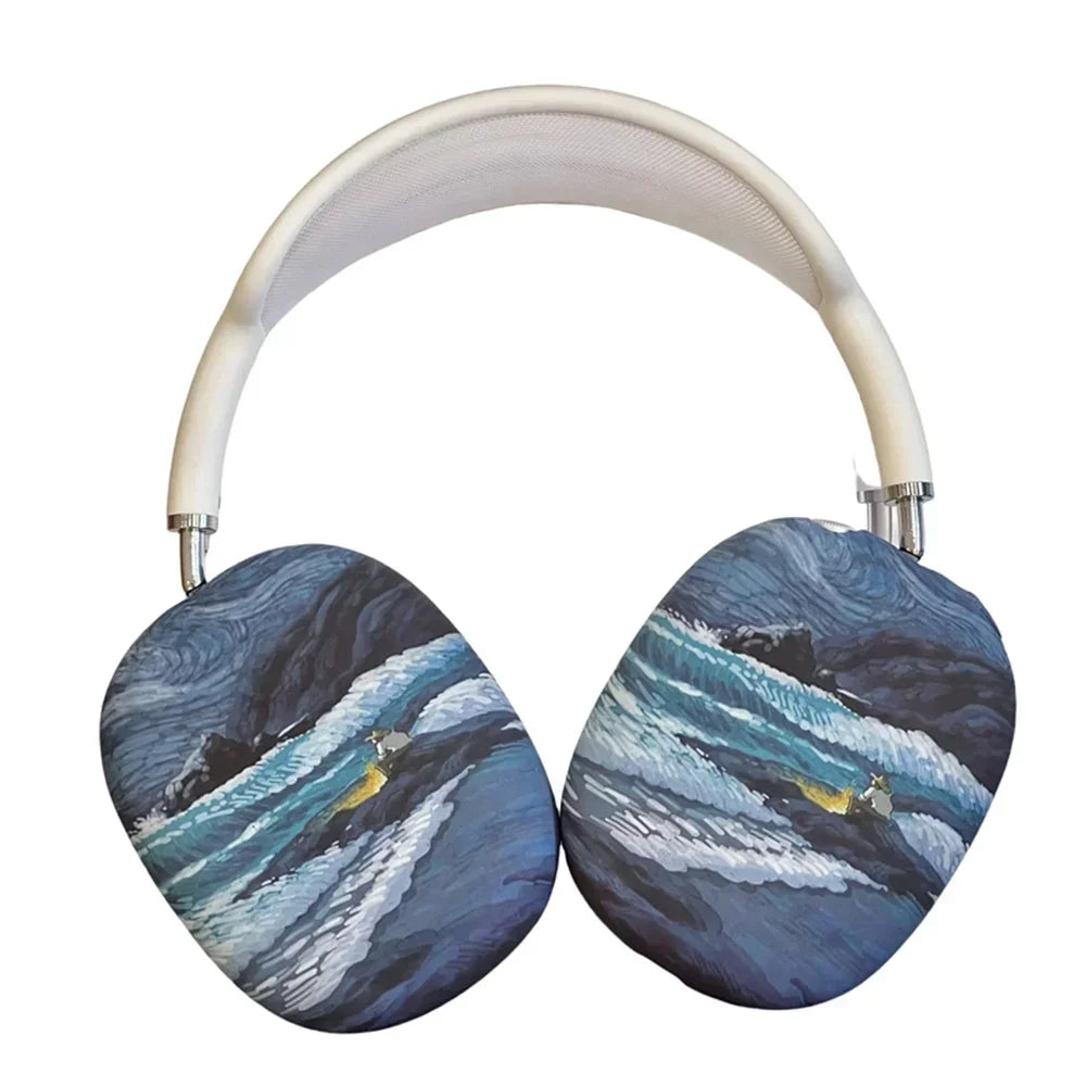 Art Painting Case for Apple Airpods Max For Headphone Airpods Max Protect Anti fall Case Wave The Starry Night Design Fashion