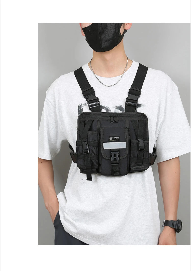 Chest Bag Waist Pack Men's Chest Pack Hip Hop Streetwear Tactical Vest Bag For Men Double Strap Design Shoulder Bag For Men Sac