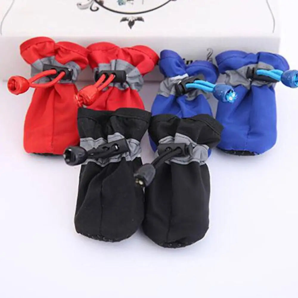 4Pcs Winter Pet Dog Shoes Warm Snow Anti-slip Boots Fur Puppy Small Big Dogs Cat Puppy Socks Pet Rain Shoes