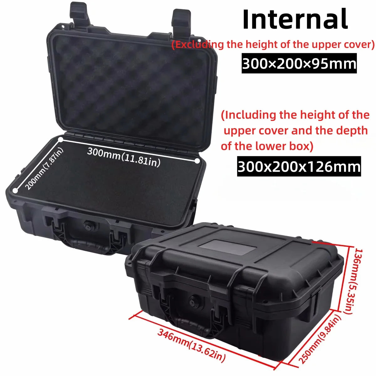 1pc Waterproof Hard Carry Case Bag Tool Case With Pre-cut Sponge Storage Box Safety Protector Organizer Hardware Toolbox