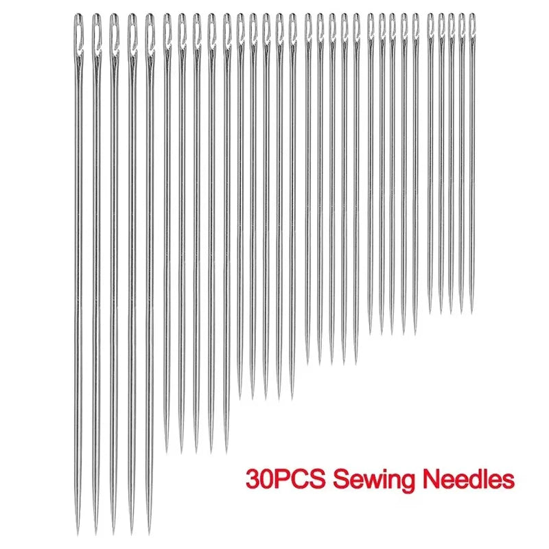 30pcs Blind Sewing Needle Elderly Stainless Steel Quick Automatic Self-Threading Needle Stitching Pins DIY Punch Needle Threader