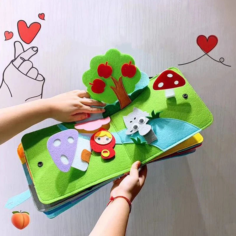 3D Montessori Baby Busy Board Felt Books Montessori Fine Motor Skills Activity Toys Quiet Cloth Books Preschool Teaching Aids