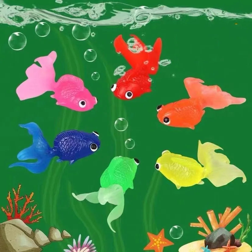 Children's 10Pcs/Set Kawaii Simulation Rubber Goldfish Baby Bath Water Play Games Toys for Kids Toddlers Bathing Shower Gifts