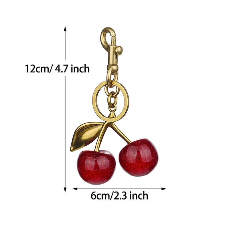 Cherry Charm Handbag Pendant Keychain for Women's Exquisite Internet-famous Crystal Cherry Bag Accessories High-Grade Pendant