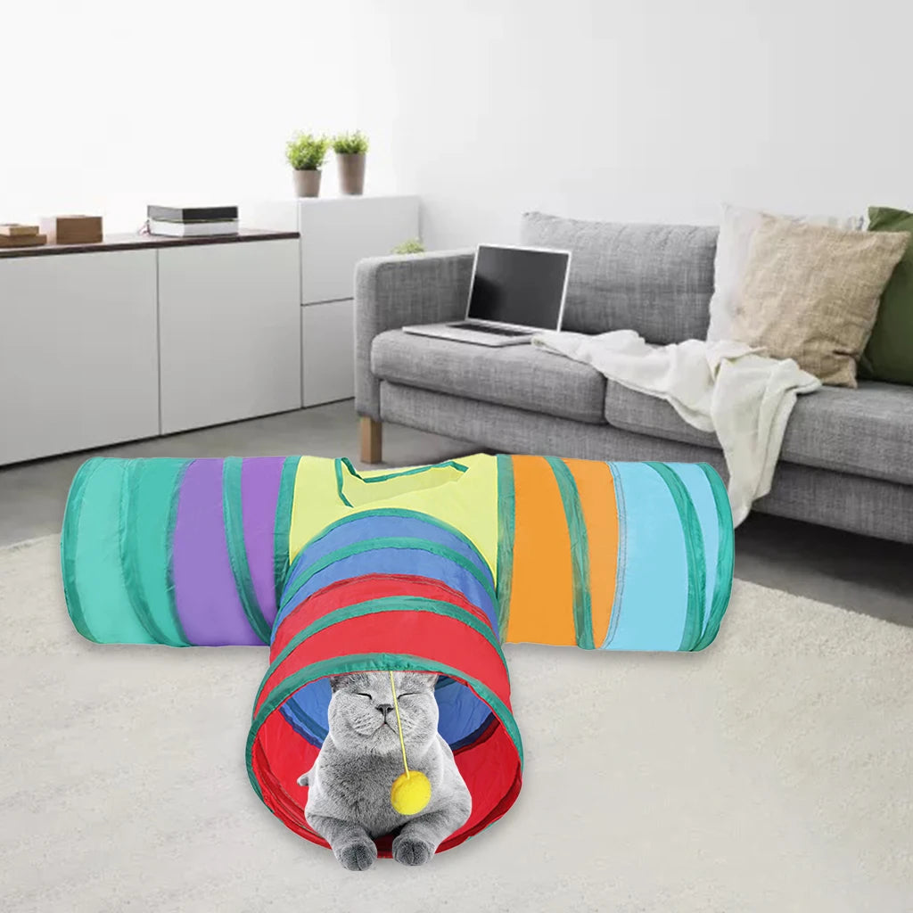 Cat Tunnel Folding Toy with Ball Play Tent Bed for Indoor Supplies