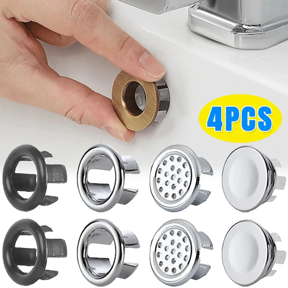 4Pcs Kitchen Bathroom Basin Circular Overflow Drain Cover Decoration Bathtub Sink Hole Overflow Hollow Washbasin Overflow